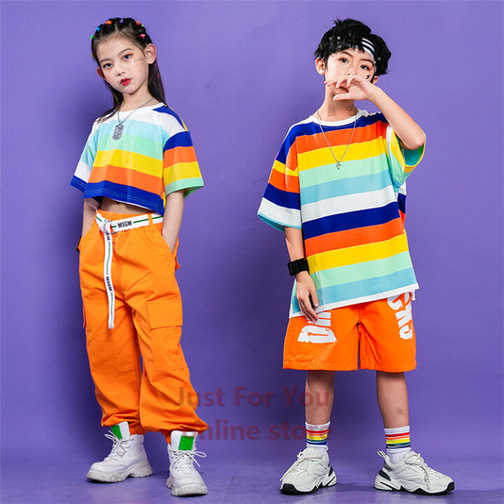 キッズ ダンス 原宿ファッション ヒップホップ ｔシャツ デニムパンツ セットアップ 衣装 子供服