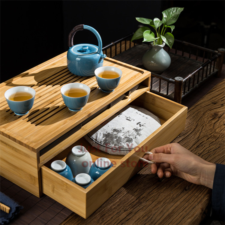 楽天市場】竹製 茶盤 収納 竹茶盤 貯水式 茶道具 竹 茶台 引き出し
