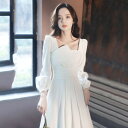 ウエディングドレス パーティードレス カジュアル ビーチフォト 前撮り 後撮り フォトウエディング 花嫁ドレス 長袖 シンプル ナチュラル 安い 撮影 海外挙式 披露宴 結婚式 演奏会 発表会