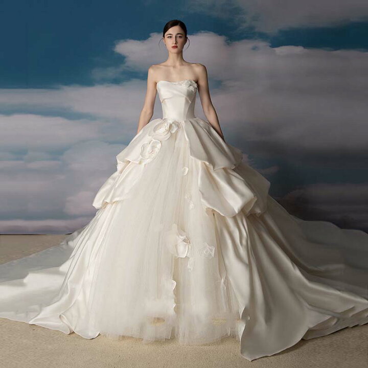 楽天市場】ウェディングドレス パフスリーブ プリンセスドレス 白 結婚 