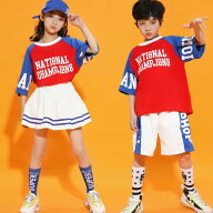 キッズダンス衣装 セットアップ セットアップ 男の子 ダンス衣装 ガールズ チアダンス スカート ハーフパ…