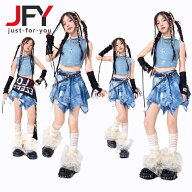 キッズタンクトップ ダンスウェア キッズ 女の子 アメリカンカジュアル クール ストリート デニムスカー…