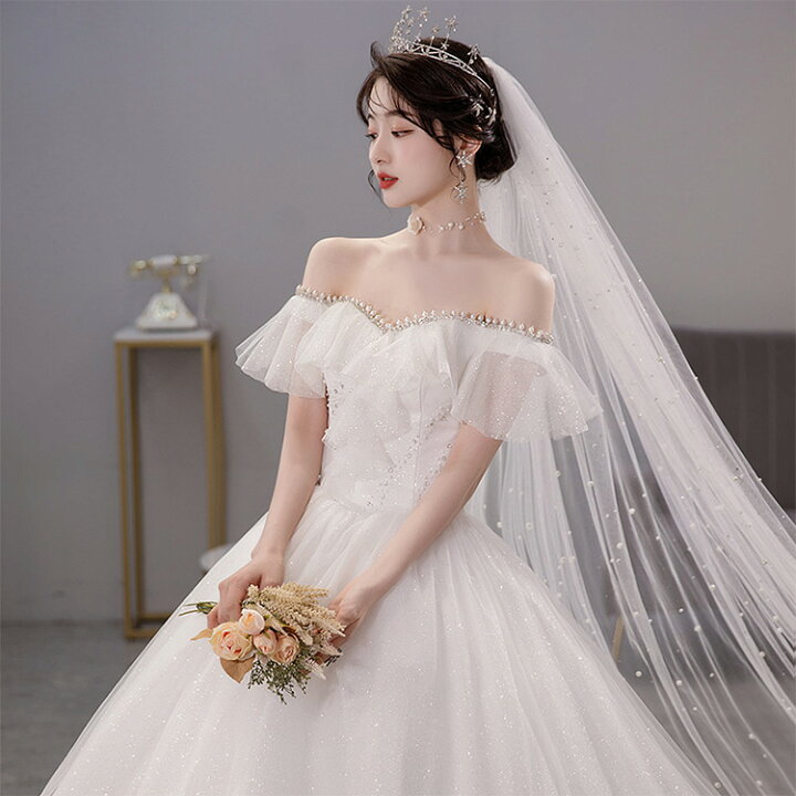 ウェディングドレス サテン ドレス 高級感 結婚式ドレス 二次会ドレス 花嫁 