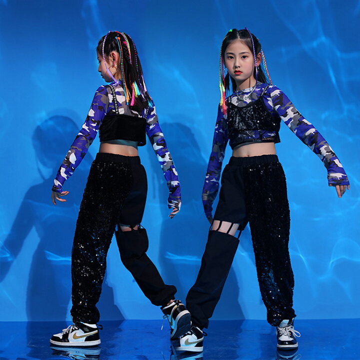 楽天市場 キッズ ダンス 衣装 セットアップ ヒップホップ へそ出し ガールズ キラキラ 原宿系 スパンコール タンクトップ ｔシャツ ロングパンツ 派手 ダンス衣装 上下 子供服 ストリート セール 激安 Just For You Online Store
