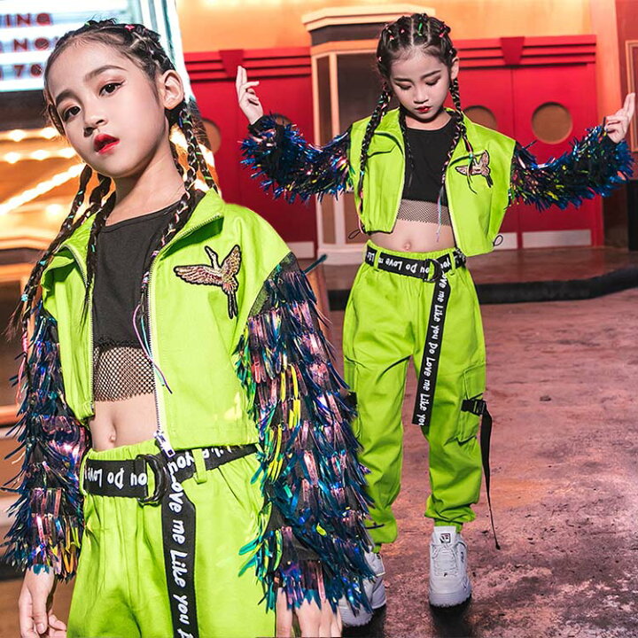 楽天市場 キッズダンス衣装 キラキラ スパンコール グリーン ヒップホップダンス衣装 韓国 キッズ ダンス衣装 チアダンス ヒップホップ 衣装 Hiphopダンス衣装 応援団 演奏会 練習着 舞台効果抜群 Just For You Online Store