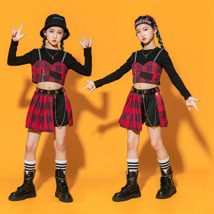 楽天市場】ダンス 衣装 キッズ ガールズ 女の子 セットアップ チェック 
