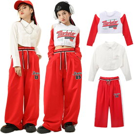 キッズダンス衣装 派手 チアガール ヒップホップ 女の子 へそ出し トップス パンツ キッズ ダンス ガールズ 可愛い 応援団 韓国 練習着 舞台服 発表会 K-POP 韓国 人気 舞台効果抜群 おしゃれ