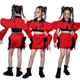 キッズダンス衣装 セットアップ タンクトップ スカート ガールズ ヒップホップ チアダンス 派手 女の子 キッズ ダンス衣装 ジュニア K-POP 韓国 チア チアガール 3点セット おしゃれ