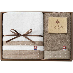 【香典返し 送料無料】 今治タオル ギフト フェイスタオル ハンドタオル セット 詰め合わせ コットンライン ドット ブラウン ホワイト 高品質 日本製 引き出物 四十九日 引出物 お返し 喪中
