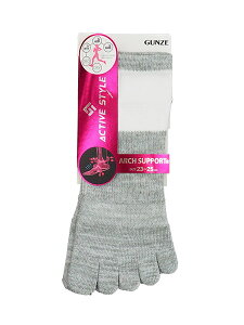GUNZE(�O���[)ACTIVE STYLE ���f�B�[�X 5�{�w�V���[�g�\�b�N�X �A�[�`�T�|�[�g �N�� ST0503[23-25�T�C�Y]