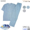 GUNZE(グンゼ)クールマジック メンズ 半袖・長パンツパジャマ 綿100%吸汗速乾 ストライプ柄 夏用 SF1053[S、M、L、LLサイズ]