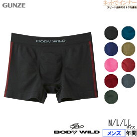 GUNZE(グンゼ)BODYWILD メンズ ボクサーブリーフ(前とじ) 3D-BOXER サイドライン 年間 BWS852J[M、L、LLサイズ]