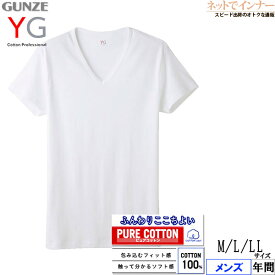 GUNZE(グンゼ)YG メンズ VネックTシャツ V首 綿100% 年間 YV0015V[M、L、LLサイズ]