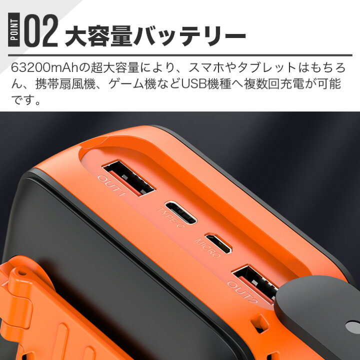 楽天市場】手回し充電 ソーラー充電器 大容量 63200mAh 急速充電 