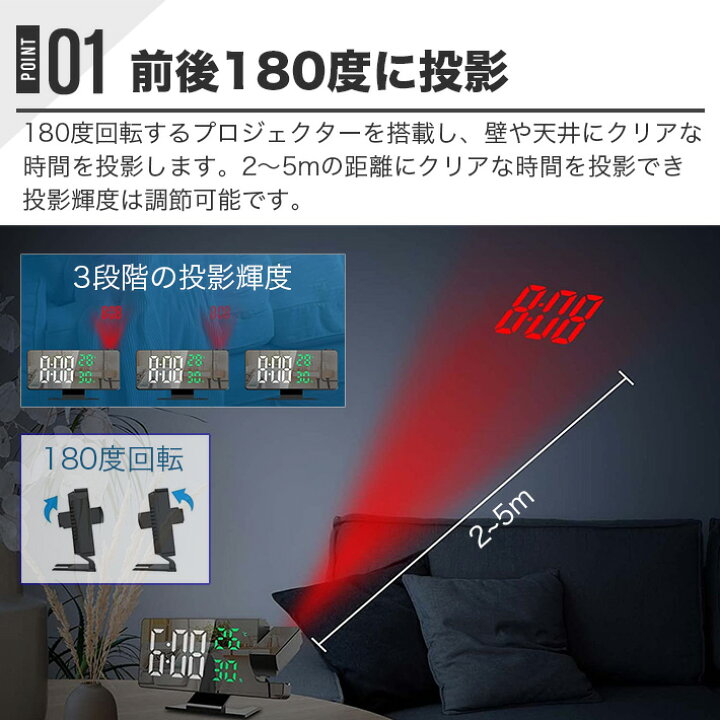 LED デジタル投影目覚まし時計トーキングニキシー電子卓上時計時間投影ベッドサイドウェイクアッププロジェクター時計子供 Amazon.co.jp:  LEDデジタルプロジェクション目覚まし時計トーキングニキシー電子卓上時計、時間投影ベッドサイドウェイクアッププロジェクター付き : ホーム＆キッチン