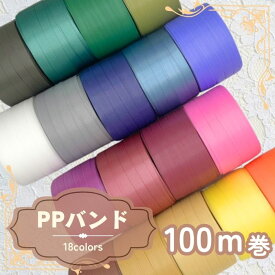 全18色 カラーPPバンド 日本製 15mm×100m ハンドメイド 手芸 手作り 手づくり 手仕事 手しごと PPバンド PPテープ テープ 編み 編み物 カゴバッグ 手芸 バッグ 編みカゴ カゴ 小物入れ バンド プラカゴ 手締め 梱包 年末年始