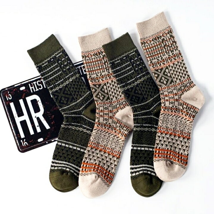 楽天市場 1000円ポッキリ 2足組セット 送料無料 靴下 メンズ おしゃれ ソックス くつした くつ下 カジュアル ビジネス 春 秋 冬 丈夫な 靴下 お洒落デザイン 民族柄 エスニック ジャガード柄 ジャカードソックス 紳士用靴下 ブーツ用 ソックス 通勤 通学 25 27cm