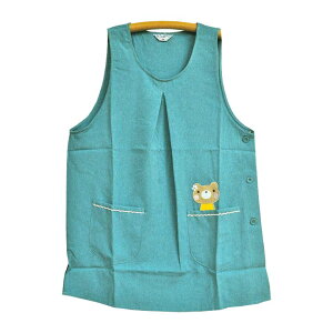 おてんばママキッチン カチオン杢くま エプロン 保育士 看護士 介護士 おしゃれ かわいい キャラクター 無地 杢調 くま クマ 花 フラワー ボタン【メール便可】