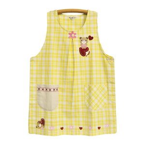 おてんばママキッチン ハートくま エプロン 保育士 看護士 介護士 おしゃれ かわいい キャラクター チェック 格子 くま クマ ハート 花 ボタン【メール便可】