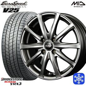 【取付対象】175/70R14 ヤリス ヴィッツ 2022〜2023年製 ブリヂストン ブリザック VRX3 MID ユーロスピード V25 メタリックグレー 14インチ 5.5J 4穴 100 スタッドレスタイヤホイール4本セット 送料無料