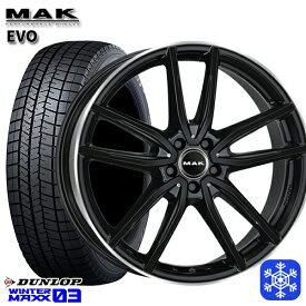 【取付対象】225/55R17 ベンツ Eクラス W213用 2022〜2023年製 ダンロップ ウィンターマックス WM03 MAK EVO グロスブラックミラーリング 17インチ 7.5J 5H112 +40 スタッドレスタイヤホイール4本セット 送料無料