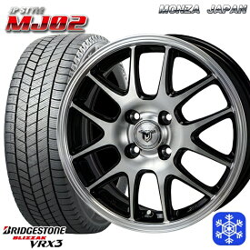 【取付対象】185/65R14 モビリオ ランサー 2022～2023年製 ブリヂストン ブリザック VRX3 MONZA JPスタイル MJ02 14インチ 5.5J 4H100 スタッドレスタイヤホイール4本セット