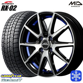 【取付対象】185/60R15 ヤリス ヴィッツ 2022～2023年製 グッドイヤー アイスナビ7 MID シュナイダー RX-02 BLUE 15インチ 5.5J 4H100 スタッドレスタイヤホイール4本セット