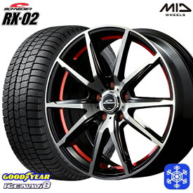 【取付対象】225/55R17 アテンザ スカイライン 2022～2023年製 グッドイヤー アイスナビ8 MID シュナイダー RX-02 RED 17インチ 7.0J 5H114.3 スタッドレスタイヤホイール4本セット