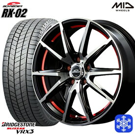 【取付対象】225/45R18 クラウン レヴォーグ 2022～2023年製 ブリヂストン ブリザック VRX3 MID シュナイダー RX-02 RED 18インチ7.0J 5H114.3 スタッドレスタイヤホイール4本セット