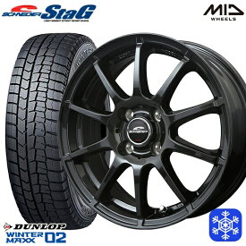 【取付対象】155/65R14 N-BOX タント 2023年製 ダンロップ ウィンターマックス WM02 MID シュナイダースタッグ ストロングガンメタ 14インチ 4.5J 4H100 スタッドレスタイヤホイール4本セット