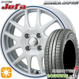 【取付対象】145/80R13 75T クムホ エコウィング ES31 モンツァ JPスタイル ジェファ パールホワイト/ブルーライン 13インチ 4.0J 4H100 サマータイヤホイールセット