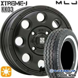 【取付対象】5.00R12LT 10PR (145R12 10PR) ヴィツァー V9000 WSW MLJ エクストリームJ KK03 サテンブラック 12インチ 3.5J 4H100 サマータイヤホイールセット