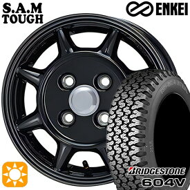 4/24-4/27 P5倍！軽トラ 145R12 6PR ブリヂストン RD604V ENKEI S.A.M タフ ブラック 12インチ 4.0J 4H100 サマータイヤホイールセット