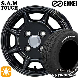 4/24-4/27 P5倍！軽トラ 145/80R12 80/78N LT マッドスター ラジアル A/T ホワイトレター ENKEI S.A.M タフ ブラック 12インチ 4.0J 4H100 サマータイヤホイールセット