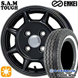 4/24-4/27 P5倍！5.00R12LT 10PR (145R12 10PR) ヴィツァー V9000 WSW ENKEI S.A.M タフ ブラック 12インチ 4.0J 4H100 サマータイヤホイールセット