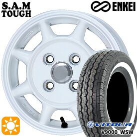 【取付対象】5.00R12LT 10PR (145R12 10PR) ヴィツァー V9000 WSW ENKEI S.A.M タフ ホワイト 12インチ 4.0J 4H100 サマータイヤホイールセット