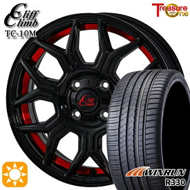 【取付対象】アクア ヤリス 195/45R17 85W XL ウィンラン R330 トレジャーワン クリフクライム TC10M ブラックレッドアンダーカット 17インチ 6.5J 4H100 サマータイヤホイールセット