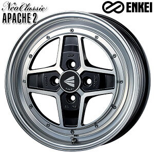 15インチ 5.0J 4H100 +45 ENKEI エンケイ ネオクラシック アパッチ2 マシニングブラックュ アルミホイール単品 1本 4本以上送料無料