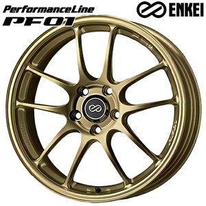 17インチ 7.0J 5H114.3 +48 ENKEI エンケイ パフォーマンスライン PF01 ゴールド アルミホイール単品 4本(1台分)送料無料