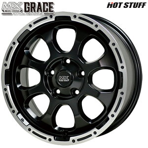 17インチ 7.0J 5H114.3 +38 HotStuff ホットスタッフ マッドクロスグレイス セミグロスブラック/リムポリッシュ アルミホイール単品 1本 4本以上送料無料