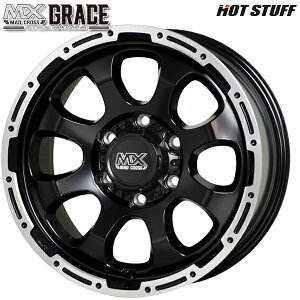 16インチ 6.5J 6H139.7 +38 HotStuff ホットスタッフ マッドクロスグレイス セミグロスブラック/リムポリッシュ アルミホイール単品 1本 4本以上送料無料