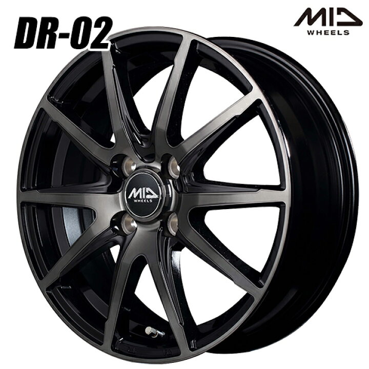 楽天市場】12インチ 3.5J 4H100 +42 MID マルカサービス DR02 ブラック 