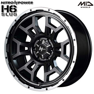 17インチ 8.0J 6H139.7 +20 MID ナイトロパワー H6スラッグ セミグロスガンメタ/フランジDC/リムヴァーレイポリッシュ アルミホイール単品 1本 4本以上送料無料