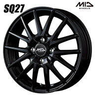 14インチ 5.5J 4H100 +38 MID マルカサービス SQ27 メタリックブラック アルミホイール単品 4本（1台分）…