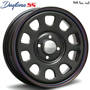 14インチ 5.0J 4H100 +42 MLJ デイトナSS ブラック(レッド/ブルーライン) スチールホイール単品 4本(1台分) 送料無料