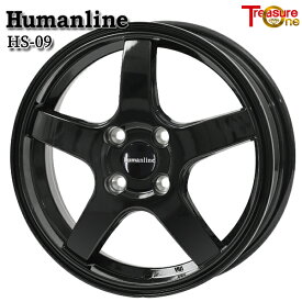 13インチ 4.0J 4H100 +43 トレジャーワン ヒューマンライン HS09 ブラック アルミホイール単品 4本（1台分）送料無料