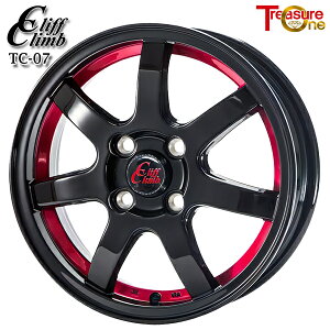 15インチ 5.5J 4H100 +50 トレジャーワン クリフクライム TC07 ブラック/レッドアンダーカット アルミホイール単品 1本 4本以上送料無料