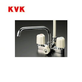 [KF14ER2]KVK 浴室水栓 シャワー水栓 2ハンドルシャワー デッキ形（台付き） 240mmパイプ付 取付ピッチ120mm エコこま（快適節水） 蛇口 デッキタイプ おしゃれ