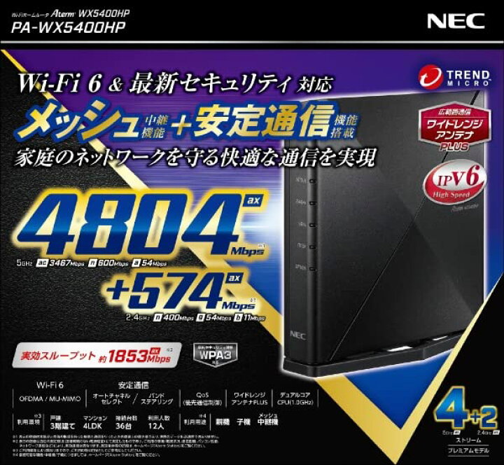 楽天市場】NEC ルーター wifi6 無線 LAN ルーター NEC 親機 ワイファイ 