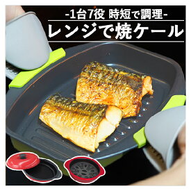 【SALE★4,378円→3,400円】 レンジで焼ケール 角型 丸型 深型 レンジで焼けーる レンジで焼魚 レンジで焼き魚 レンジ調理器具 プレート 電子レンジ 魚焼き器 レンジグリル 焼き魚 グリルパン レンジ ヤケール